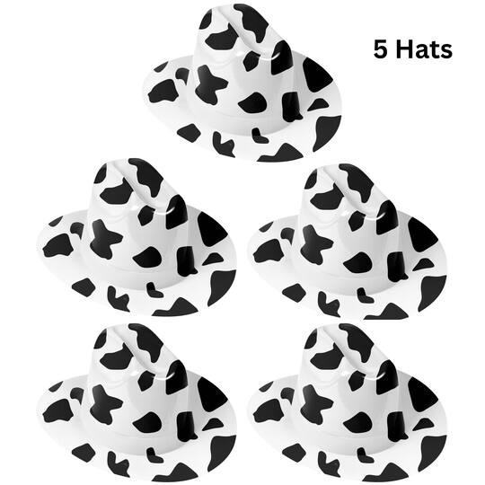Cow Print Plastic Cowboy Hats, 5ct.